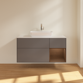 Тумба под раковину Villeroy & Boch Finion 120х50,1 см с подсветкой МДФ антрацит матовый лак/стекло белое матовое F831GNGK