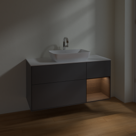 Тумба под раковину Villeroy & Boch Finion 120х50,1 см с подсветкой МДФ антрацит матовый лак/стекло белое матовое F831GNGK