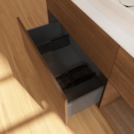 Тумба под раковину Villeroy & Boch Finion 120х50,1 см с подсветкой МДФ шпон грецкого ореха/стекло белое матовое F831GNGN