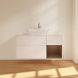 Тумба под раковину Villeroy & Boch Finion 120х50,1 см с подсветкой МДФ белый матовый лак/стекло белое матовое F831GNMT