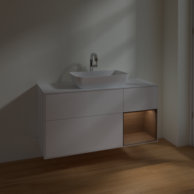 Тумба под раковину Villeroy & Boch Finion 120х50,1 см с подсветкой МДФ белый матовый лак/стекло белое матовое F831GNMT