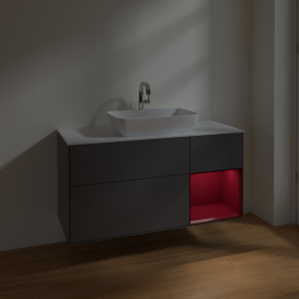 Тумба под раковину Villeroy & Boch Finion 120х50,1 см с подсветкой МДФ антрацит матовый лак/стекло белое матовое F831HBGK