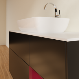 Тумба под раковину Villeroy & Boch Finion 120х50,1 см с подсветкой МДФ черный матовый лак/стекло белое матовое F831HBPD