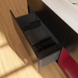 Тумба под раковину Villeroy & Boch Finion 120х50,1 см с подсветкой МДФ черный матовый лак/стекло белое матовое F831HBPD