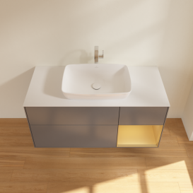 Тумба под раковину Villeroy & Boch Finion 120х50,1 см с подсветкой МДФ антрацит матовый лак/стекло белое матовое F831HFGK