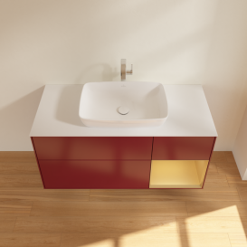 Тумба под раковину Villeroy & Boch Finion 120х50,1 см с подсветкой МДФ пион матовый лак/стекло белое матовое F831HFHB