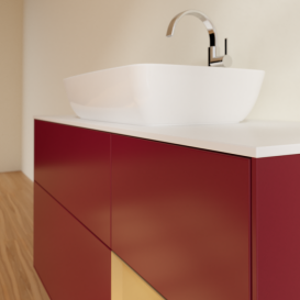 Тумба под раковину Villeroy & Boch Finion 120х50,1 см с подсветкой МДФ пион матовый лак/стекло белое матовое F831HFHB