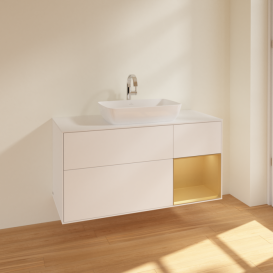 Тумба под раковину Villeroy & Boch Finion 120х50,1 см с подсветкой МДФ белый матовый лак/стекло белое матовое F831HFMT