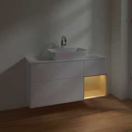 Тумба под раковину Villeroy & Boch Finion 120х50,1 см с подсветкой МДФ белый матовый лак/стекло белое матовое F831HFMT