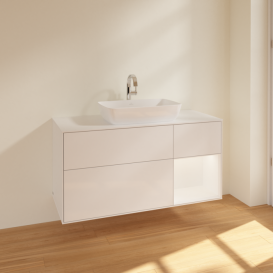 Тумба под раковину Villeroy & Boch Finion 120х50,1 см с подсветкой МДФ глянцевый белый лак/стекло белое матовое F831MTGF