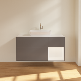 Тумба под раковину Villeroy & Boch Finion 120х50,1 см с подсветкой МДФ антрацит матовый лак/стекло белое матовое F831MTGK