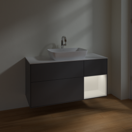 Тумба под раковину Villeroy & Boch Finion 120х50,1 см с подсветкой МДФ антрацит матовый лак/стекло белое матовое F831MTGK