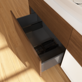 Тумба под раковину Villeroy & Boch Finion 120х50,1 см с подсветкой МДФ шпон грецкого ореха/стекло белое матовое F831MTGN