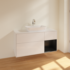 Тумба под раковину Villeroy & Boch Finion 120х50,1 см с подсветкой МДФ глянцевый белый лак/стекло белое матовое F831PDGF