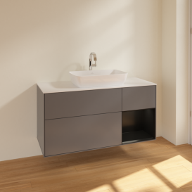 Тумба под раковину Villeroy & Boch Finion 120х50,1 см с подсветкой МДФ антрацит матовый лак/стекло белое матовое F831PDGK