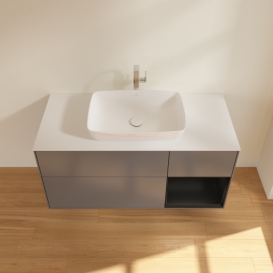 Тумба под раковину Villeroy & Boch Finion 120х50,1 см с подсветкой МДФ антрацит матовый лак/стекло белое матовое F831PDGK