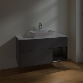 Тумба под раковину Villeroy & Boch Finion 120х50,1 см с подсветкой МДФ антрацит матовый лак/стекло белое матовое F831PDGK