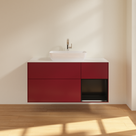 Тумба под раковину Villeroy & Boch Finion 120х50,1 см с подсветкой МДФ пион матовый лак/стекло белое матовое F831PDHB