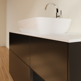 Тумба под раковину Villeroy & Boch Finion 120х50,1 см с подсветкой МДФ черный матовый лак/стекло белое матовое F831PDPD