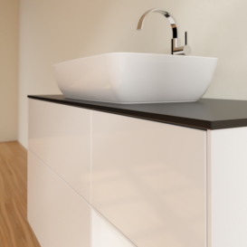 Тумба под раковину Villeroy & Boch Finion 120х50,1 см с подсветкой МДФ глянцевый белый лак/стекло черное матовое F832GFGF