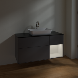 Тумба под раковину Villeroy & Boch Finion 120х50,1 см с подсветкой МДФ антрацит матовый лак/стекло черное матовое F832GFGK
