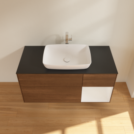 Тумба под раковину Villeroy & Boch Finion 120х50,1 см с подсветкой МДФ шпон грецкого ореха/стекло черное матовое F832GFGN