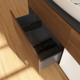 Тумба под раковину Villeroy & Boch Finion 120х50,1 см с подсветкой МДФ шпон грецкого ореха/стекло черное матовое F832GFGN