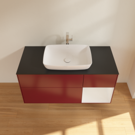 Тумба под раковину Villeroy & Boch Finion 120х50,1 см с подсветкой МДФ пион матовый лак/стекло черное матовое F832GFHB