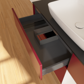 Тумба под раковину Villeroy & Boch Finion 120х50,1 см с подсветкой МДФ пион матовый лак/стекло черное матовое F832GFHB