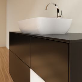 Тумба под раковину Villeroy & Boch Finion 120х50,1 см с подсветкой МДФ черный матовый лак/стекло черное матовое F832GFPD