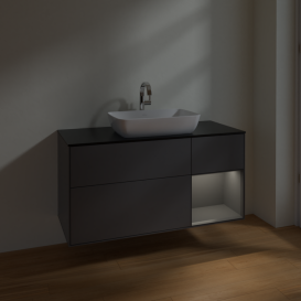 Тумба под раковину Villeroy & Boch Finion 120х50,1 см с подсветкой МДФ антрацит матовый лак/стекло черное матовое F832GKGK