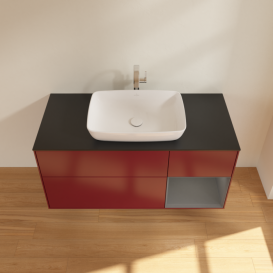 Тумба под раковину Villeroy & Boch Finion 120х50,1 см с подсветкой МДФ пион матовый лак/стекло черное матовое F832GKHB