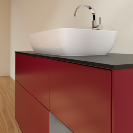 Тумба под раковину Villeroy & Boch Finion 120х50,1 см с подсветкой МДФ пион матовый лак/стекло черное матовое F832GKHB