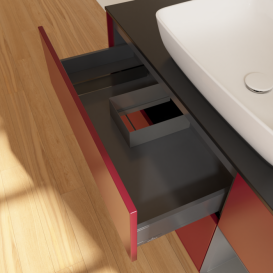 Тумба под раковину Villeroy & Boch Finion 120х50,1 см с подсветкой МДФ пион матовый лак/стекло черное матовое F832GKHB