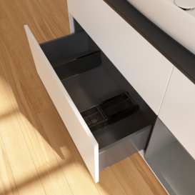 Тумба под раковину Villeroy & Boch Finion 120х50,1 см с подсветкой МДФ белый матовый лак/стекло черное матовое F832GKMT