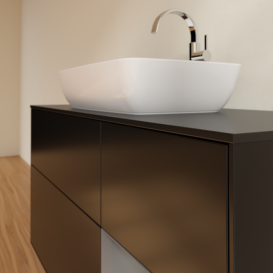 Тумба под раковину Villeroy & Boch Finion 120х50,1 см с подсветкой МДФ черный матовый лак/стекло черное матовое F832GKPD