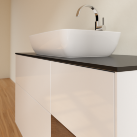 Тумба под раковину Villeroy & Boch Finion 120х50,1 см с подсветкой МДФ глянцевый белый лак/стекло черное матовое F832GNGF