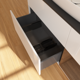 Тумба под раковину Villeroy & Boch Finion 120х50,1 см с подсветкой МДФ глянцевый белый лак/стекло черное матовое F832GNGF