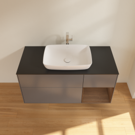 Тумба под раковину Villeroy & Boch Finion 120х50,1 см с подсветкой МДФ антрацит матовый лак/стекло черное матовое F832GNGK