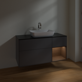 Тумба под раковину Villeroy & Boch Finion 120х50,1 см с подсветкой МДФ антрацит матовый лак/стекло черное матовое F832GNGK