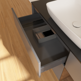 Тумба под раковину Villeroy & Boch Finion 120х50,1 см с подсветкой МДФ антрацит матовый лак/стекло черное матовое F832GNGK