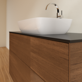 Тумба под раковину Villeroy & Boch Finion 120х50,1 см с подсветкой МДФ шпон грецкого ореха/стекло черное матовое F832GNGN