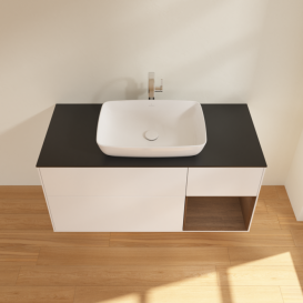 Тумба под раковину Villeroy & Boch Finion 120х50,1 см с подсветкой МДФ белый матовый лак/стекло черное матовое F832GNMT