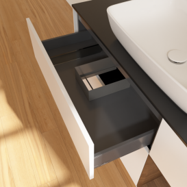 Тумба под раковину Villeroy & Boch Finion 120х50,1 см с подсветкой МДФ белый матовый лак/стекло черное матовое F832GNMT