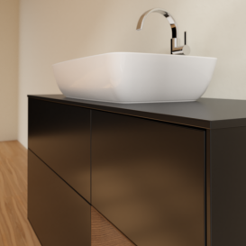 Тумба под раковину Villeroy & Boch Finion 120х50,1 см с подсветкой МДФ черный матовый лак/стекло черное матовое F832GNPD