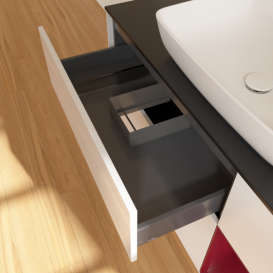 Тумба под раковину Villeroy & Boch Finion 120х50,1 см с подсветкой МДФ глянцевый белый лак/стекло черное матовое F832HBGF