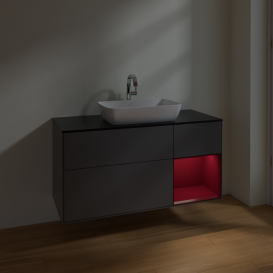Тумба под раковину Villeroy & Boch Finion 120х50,1 см с подсветкой МДФ антрацит матовый лак/стекло черное матовое F832HBGK