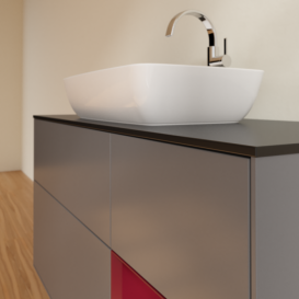 Тумба под раковину Villeroy & Boch Finion 120х50,1 см с подсветкой МДФ антрацит матовый лак/стекло черное матовое F832HBGK