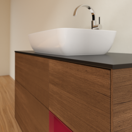 Тумба под раковину Villeroy & Boch Finion 120х50,1 см с подсветкой МДФ шпон грецкого ореха/стекло черное матовое F832HBGN