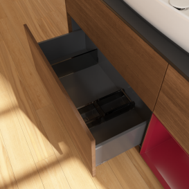 Тумба под раковину Villeroy & Boch Finion 120х50,1 см с подсветкой МДФ шпон грецкого ореха/стекло черное матовое F832HBGN